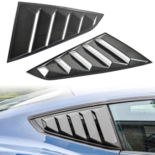 KEWISAUTO Side Window Louver for Mustang 2024 2025, Carbon Fiber GT Lambo Style Rear Quarter Windshield Sun Shade Cover Side Window Scoop Louvers for Ford Mustang 2024 2025 Accessories