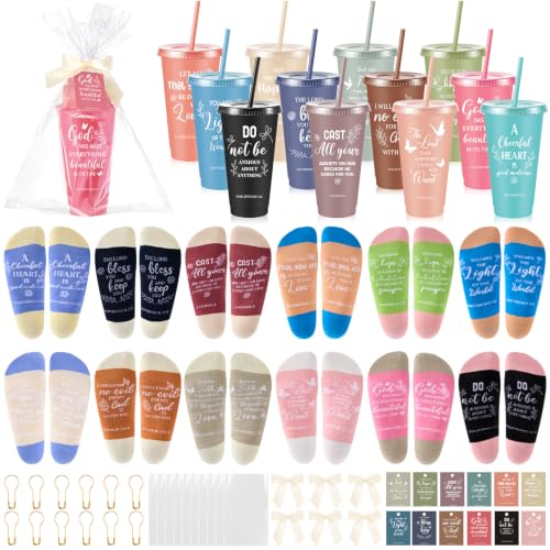 12 Set/72 Pcs Christian Gifts for Women Bulk Christian Cups Set, Morandi