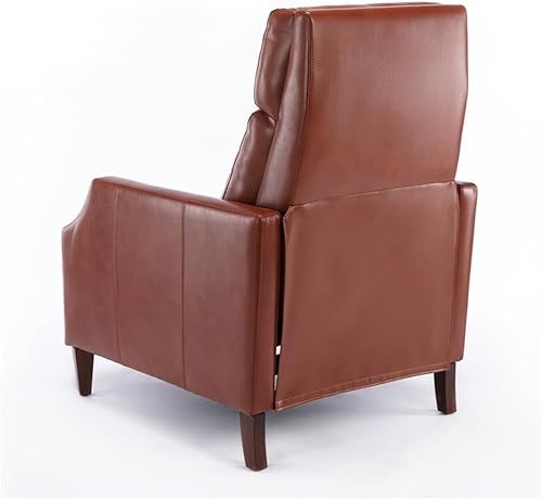 Miniatura 8 de Balantyne - Sillón reclinable de piel sintética color caramelo con patas de madera