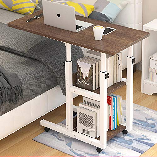 Eisenrahmen Pc Stand mit Rote Dichtekarte,Höhenverstellbar, Abschließbare Rollen,Bett Tisch Für Frühstück für Zu Hause, Medizinische Höhenverstellbare