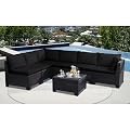 KIGOTY Patio Furniture Set,7 Pieces Modular Outdoor Sectional Sofa, PE Rattan Patio Conversation Set, All Weather Wicker Patio Furniture with Cushions and Coffee Table (Black/Black-X)