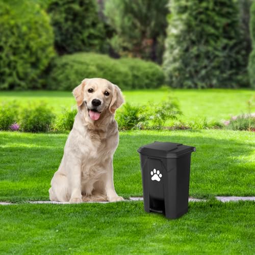 Image of Dog Poop Trash Can with Lid for Outdoors，15-Liter Trash Can with 200PCS Black Plastic Bags, Pet Waste Container，Black+200BK