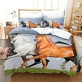 EGOSUN Housse de Couette imprimée en 3D Jolie literie de Cheval Ensemble de Housse de Couette Convient aux Adolescents Adultes Housse de Couette si