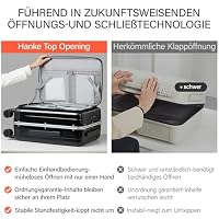 Hanke Koffer Mittelgroß PC Hartschalenkoffer mit 360° Spinner Silent-Räder Frontöffnung Reisekoffer Aluminium Koffer mit TSA-Schloss 66cm(88L), Schwarz – Ansicht 3
