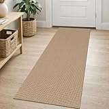 EARTHALL Woven Runner Rug 2x5 Ft Washable Runners for Hallways Cotton Non Slip Rubber Backed Kitchen Runner Braided Indoor Floor Carpet for Entryway, Hallway, Kitchen, Bedroom, Orange/Tan/Brown