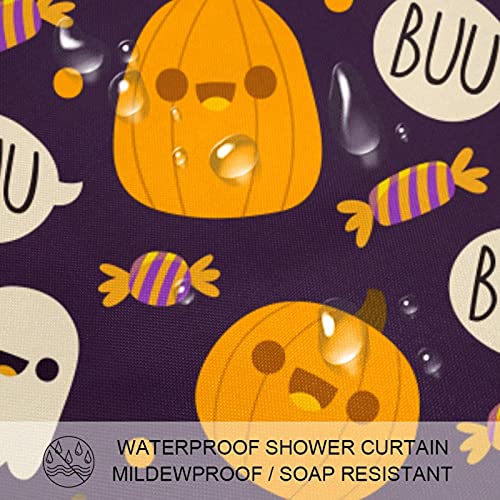 Rideau de douche citrouille anti-odeur pour baignoire avec crochets