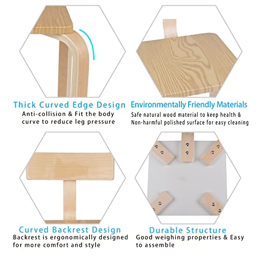 Kvipy Wooden Kids Chair, Bentwood Stool With Curved Backrest, 16Inch Solid Hardwood Chair, Stackable, For Dinning, Kitchen, Home, Garden, Living, Preschool And Kindergarten #TOP6