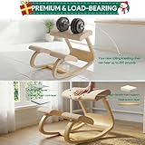 WUDLEP Ergonomic Kneeling Chair, 250LB Load Capacity Posture Stool for Home Office Meditation, Wooden Kneeling Rocking Chairs for Back and Neck Pain Relief and Improvement(Beige) - Image 7