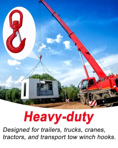 Image of 1 Ton Swivel Lifting Hook Heavy Duty, Round Rotating Hook with Safety Latch, High Quality Alloy Steel Resistant Corrosion for Lifting Chains Port Transportation Factory