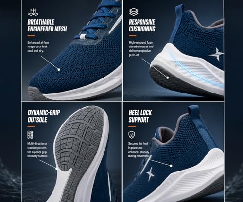 Image of Kraasa Men's Running Shoes | Breathable Mesh Upper | Lightweight Phylon Sole | Cushioned EVA Insole | Comfortable Sports & Casual Sneakers for Gym, Walking & Daily Use