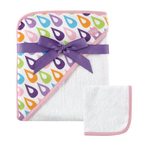 Image of Hudson Baby Unisex Baby Cotton Hooded Towel and Washcloth, Purple, One Size