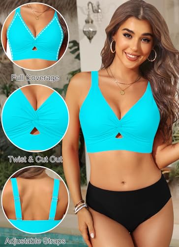 Image of Women's Bikini Top - Supportive Swimsuit for Large Bust - 2025 Cut Out Twist Swim Top