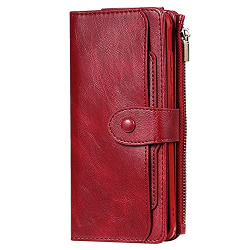 Étui portefeuille en cuir rouge amovible avec aimant pour Samsung Galaxy Note 10 Plus