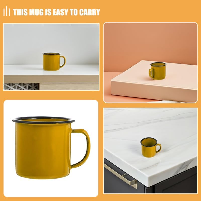 Cabilock 2pcs Enamel Mug Set Vintage Style Camping Mugs with Comfortable Handle Enamel Cups for Indoor Outdoor Coffee Tea Water - Image 7