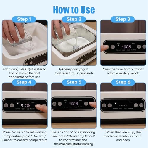 Image of Yogurt Maker, 1.7QT Greek Yogurt Machine With Adjust Temp & Timer | 1.6L Automatic Natto Maker With Stainless Steel Bowl, BPA Free, Digital Rice Wine Curd Maker for Home Kitchen