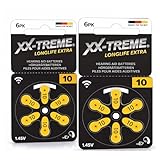 XX-Treme Longlife Extra Hörgerätebatterien 10 PR70 Gelb– 12 Stück Zink Luft 1,45V – 2 x 6er Blister Vorteilspack