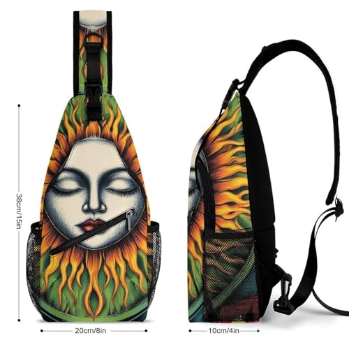Small Cross Body Sling Bag For Women Men Mini Shoulder Bag Chest Pack For Travel Sun And Moon Art2