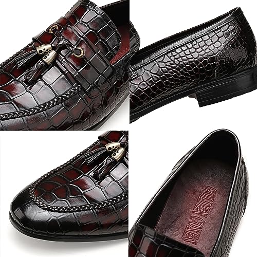 Mens Leather Tassel Loafer, Classic Luxury Smooth Upper Tassel Slip-on Penny Loafer for Mens, Black3