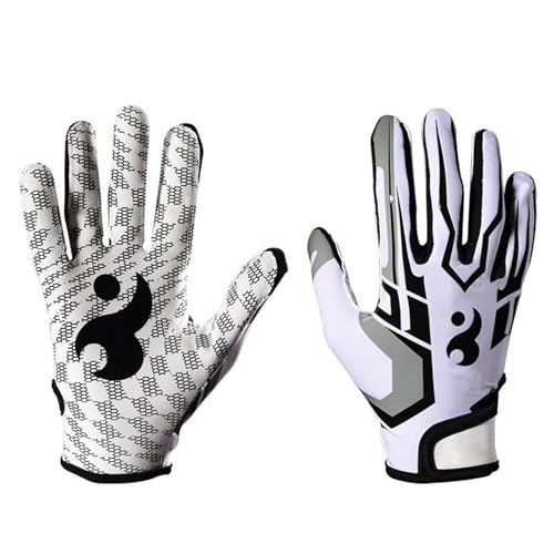 VBESTLIFE Guantes de FúTbol para JóVenes, Guantes Antideslizantes de Rugby de FúTbol Americano, Guantes Deportivos Transpirables con Dedos Completos para BéIsbol (L)
