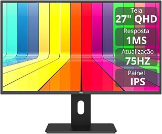 Monitor Profissional 27" QHD, 2K, 1ms, 75Hz, IPS, AMD FreeSync, HDMI, DP, Ajuste de altura e rotação, HQ Premium GP27I175P