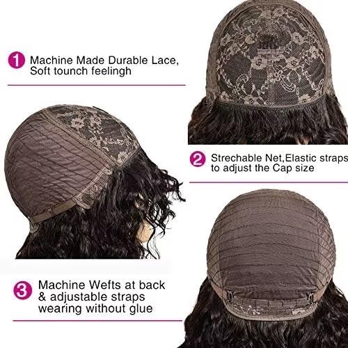 Kinky Curly Human Hair Wigs with Bangs None Lace Front Wigs Human Hair for Black Women 150% Density Machine Made Brazilian Virgin Hair Wigs Natural Color 18 inch