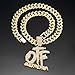 YOHAX Hip hop necklace alloy all diamond OTF letter pendant necklace Hip hop men's and women's Cuban necklace (23.6inches (60 centimeters), golden)
