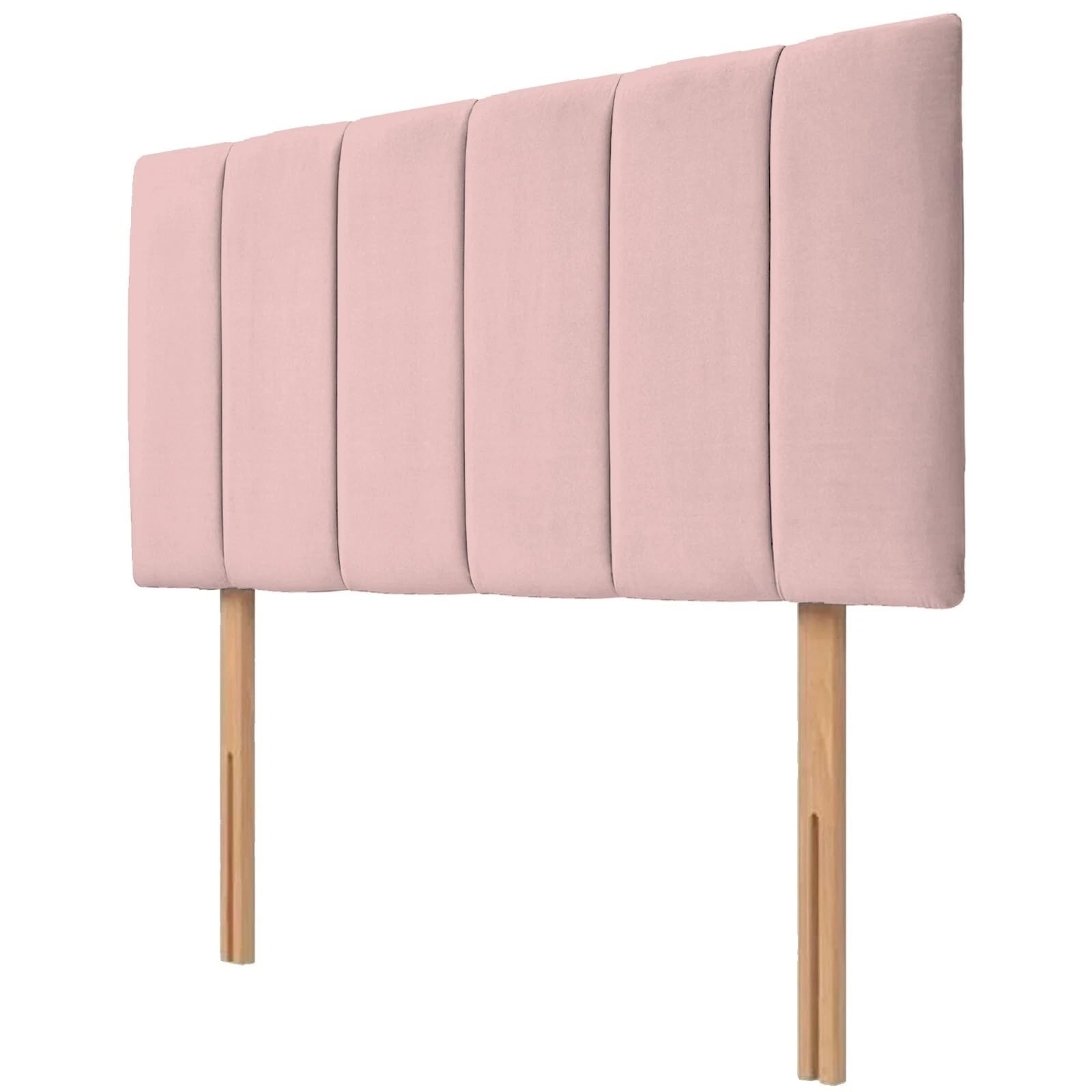 NK Velvet Upholstered Headboard for Divan Beds – 20-Inch Lined, Extra Padded Plush Headboard with Struts – Luxury Bedroom Furniture (Pink, 4ft 6inch Double)