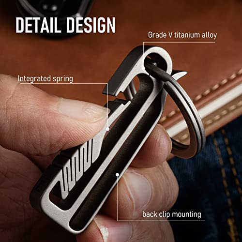 Fegve Small Titanium Key Clip Keychain Carabiner Belt Clip With Detachable Key Ring And D-Shaped Keyring,Key Fob Holder Key Chain For Men (Dark Grey) #TOP1
