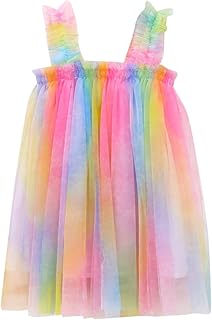 Vestidos de aniversário de princesa para meninas, sem mangas, para bebês, tule, 16 anos, tutu de 16 anos, vestido casual, para crianças, vestidos de arco-íris, vestidos de praia, tingidos, gravata, verão, meninas, vestidos de abóbora
