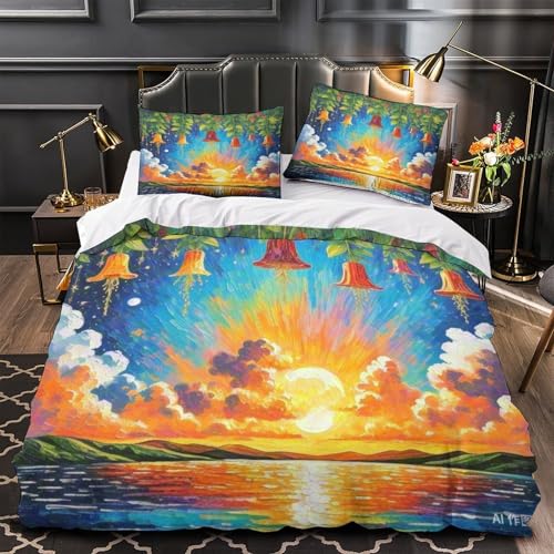 Housse de couette Fuchsie 140x200 parure de lit microfibre douce fermeture éclair cachée