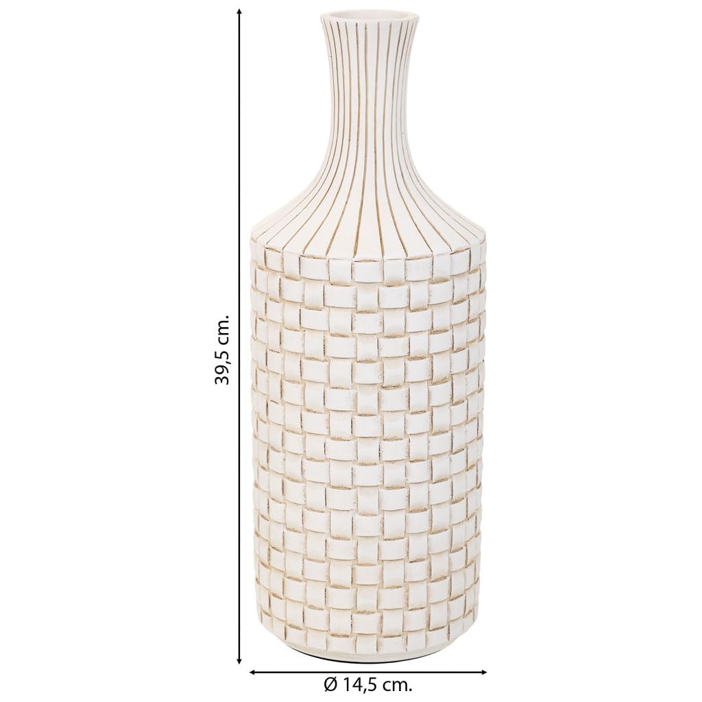WANDERLUST DECO Jarrón de poliresina Blanco 14,5x14,5x39,5