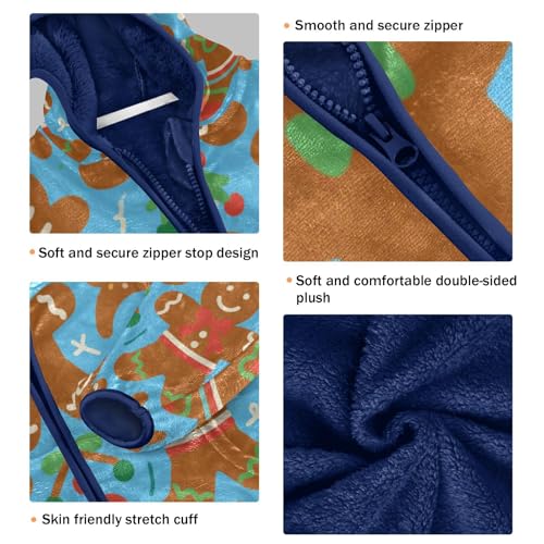 Christmas Gingerbread Men Pattern Design Toddler Fleece Jacket Girl Boys Hooded Fleece Jacket3