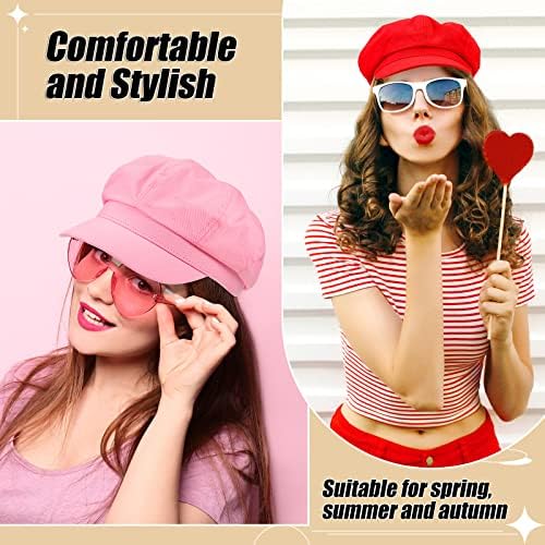 EOZY Newsboy Cap Damen - PU Leder Bakerboy Flach Hut Vintage Style