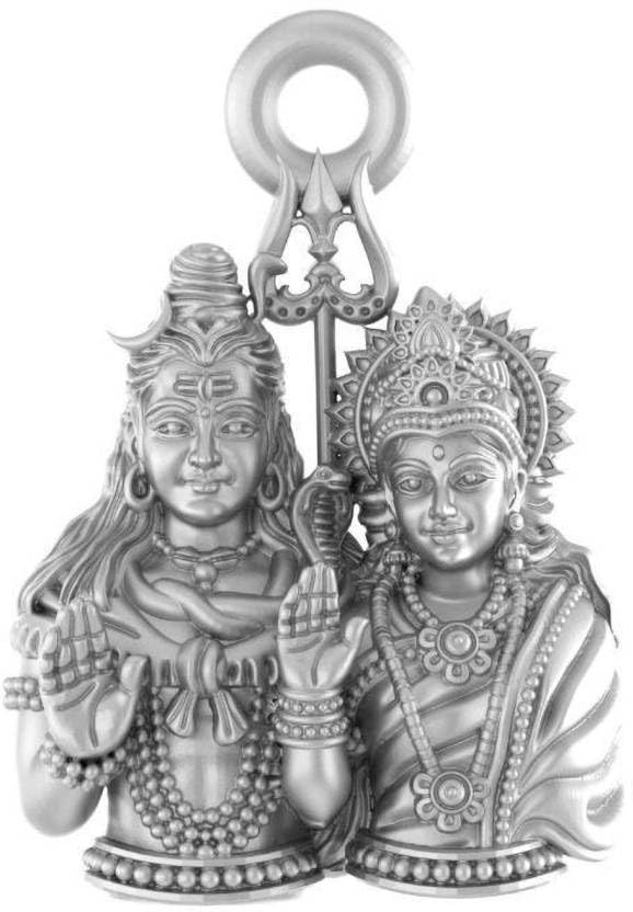 Pendentif argent sterling Dieu Shiv Parvati grand bijou spirituel unisexe collier amulette