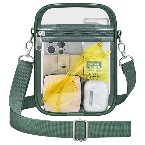 Image of Clear Bag for Stadium Events - Sports Messanger Bag Small Mini Clear Purse for Fan, Concert, Work, Travel
