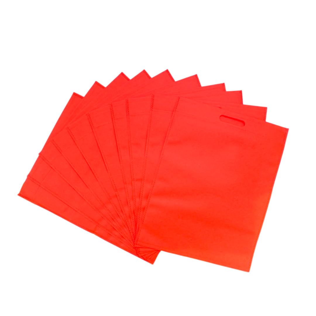 Pack of 50 Red Coloured 36x26cm Non Woven Bags with Carry Handles