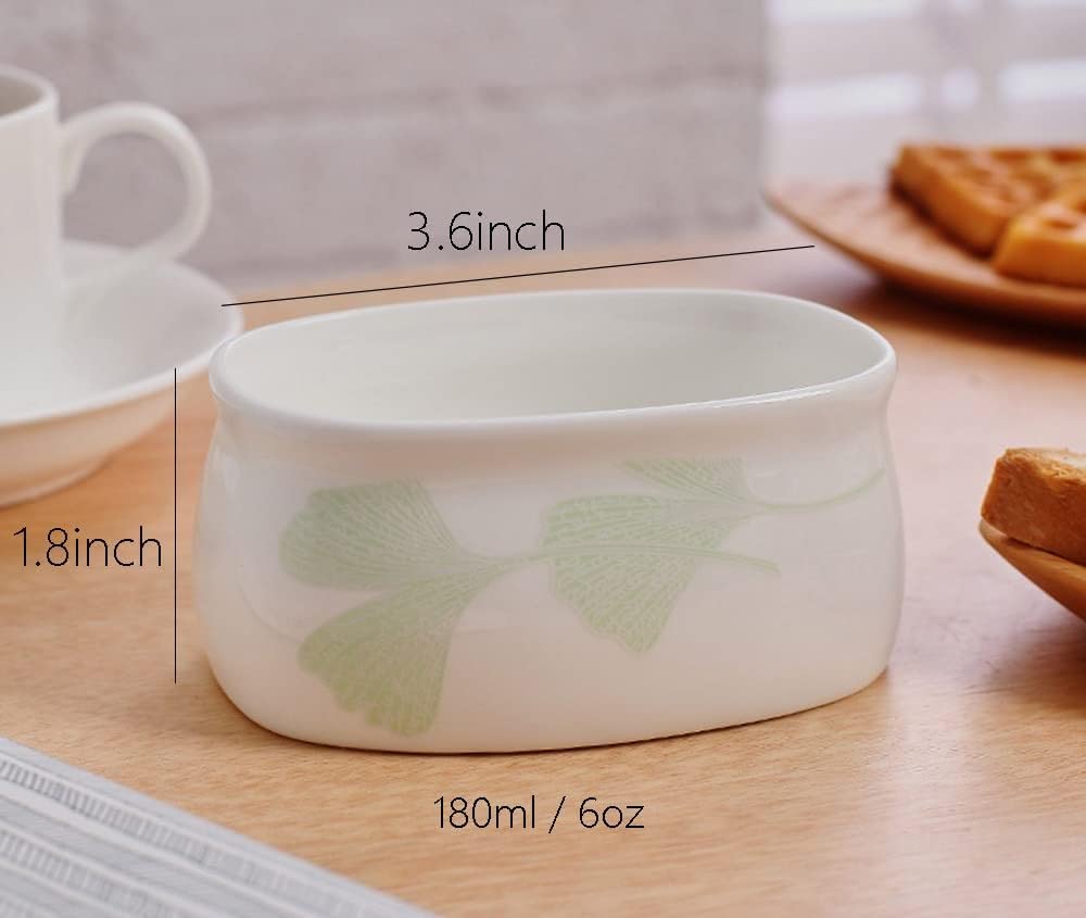 Cuenco de bolsita de té con estampado de hojas y porta sobres de azúcar de cerámica