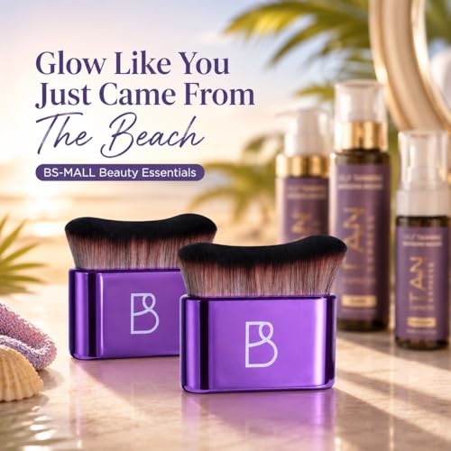 Image of BS-MALL Self Tanning Body Brush Makeup Brushes Set of 2 - Multi-Purpose Body Brush & Ultra-Soft Synthetic Bristles, Perfect for Face & Body Application & Travel & Daily Use (Bright Purple)