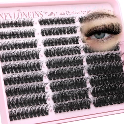 TNFVLONEINS Fluffy Lash Clusters with Spikes 200D+260D+300D Cluster Eyelash Extensions Thick Eyelash Clusters Faux Mink Individual Lashes Full Volume Cluster Lashes 12-20MM Reusable Eyelashes by TNFVLONEINS