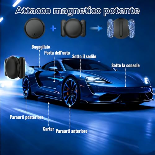 Gps Tracker Per Auto Localizzatore Gps Per Auto(Compatibile Con Ios E Android), IP67 Impermeabile,Gps Auto Localizzatore Con App Copertura Globale In Tempo Reale, Localizzatore Gps Senza Sim-Nero - 2