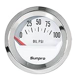 Sunpro CP8202 StyleLine Electrical Oil Pressure Gauge - White Dial