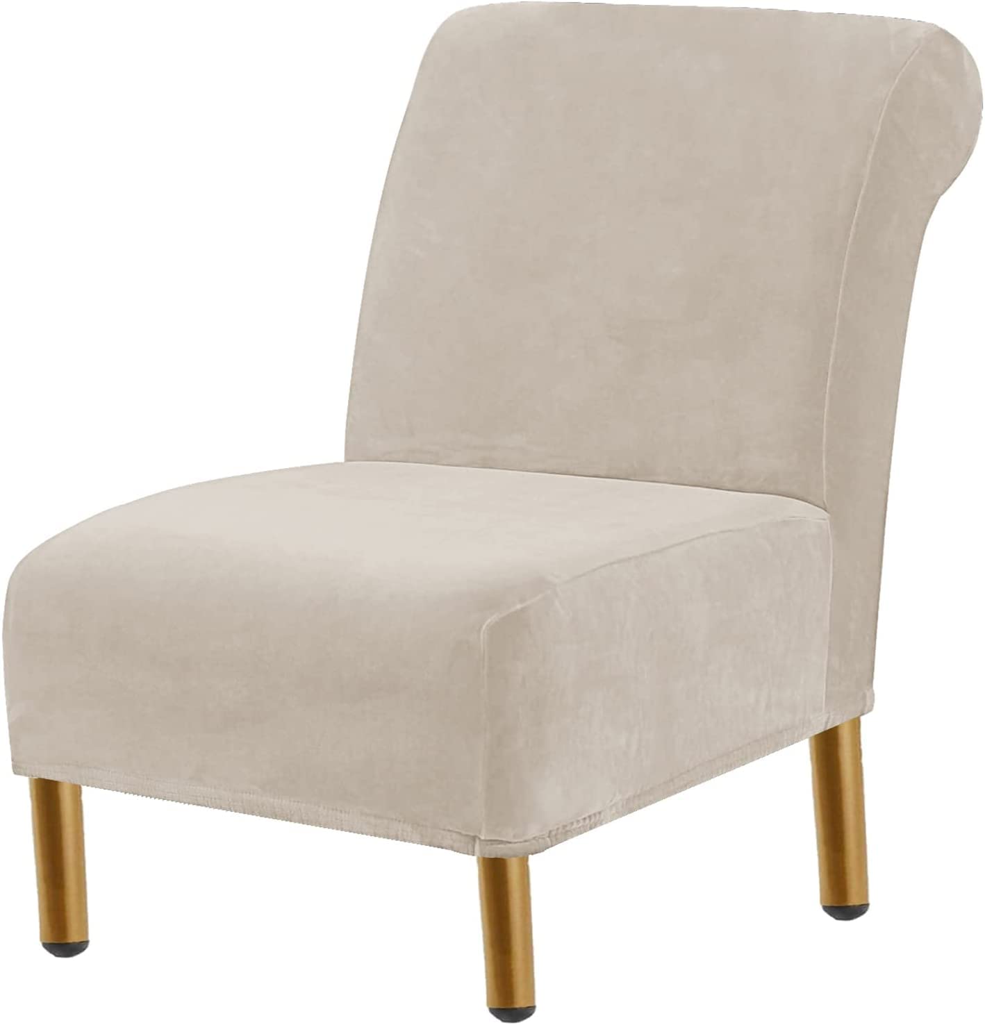 FIBITA Velvet Stretch Armless Chair Slipcovers， Stretch Accent Chair Covers， Stretch Large Chair Slipcover ，Printed Furniture Protector Covers Removable Washable (Color : 26, Size : 1piece)