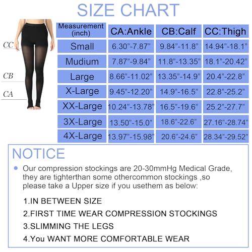 Image of Medical Compression Pantyhose Stockings for Women & Men,20-30mmHg Graduated Support Hose Tights,Opaque Open Toe Waist High Compression Stockings & Leggings for Varicose Veins,Edema,Flight,DVT