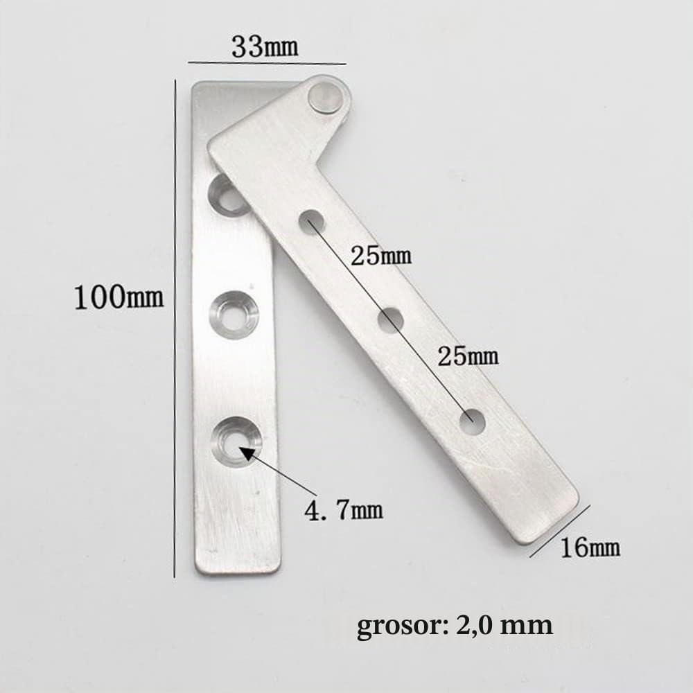 4 Bisagras Pivotantes Ocultas de 360° para Puerta - Bisagra de 7 Formas, Acero Inoxidable - Accesorios de Pantalla de Armario, 100 mm