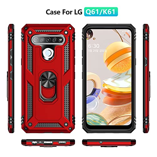 Case Cover Bundles Compatible With Lg K61/Q61 Mobile Phone Case And Bracket, With Magnetic Holder Case, Heavy Duty Shockproof Protection Compatible With Lg K61 Phone Case (Color : Vermelho) #TOP1