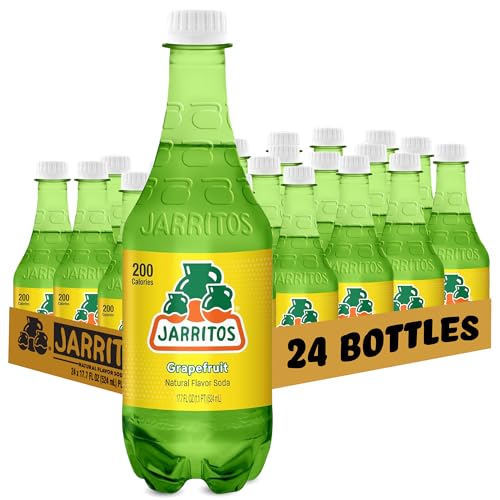 Jarritos - Mexican Soda Soft Drinks, Grapefruit (17.7 oz, 524ml) 24 Bottles - Made with Real Cane Sugar - 0g Fat - Made in Mexico - Natural Flavor Soda Pop - Party & BBQ Beverages