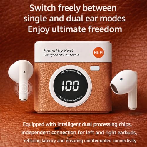 Image of Q88 TWS Earbuds with Digital Display, BT 5.49+ENC for Clear Calling, Low Latency Gaming Wireless Headphone, 40 Hours Play, Immersive Sound, Touch Control, IPX4 & Voice Assistance. Brown.