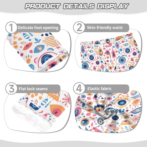 KLL Abstract Evil Eye White Toddler Girl Cotton Pants Stretchy High Waisted Leg Yoga Pants Gym3