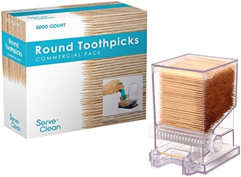 Serve Clean Toothpick Dispenser Clear - Restaurant-Style Combo (Includes 5,000 Toothpicks)