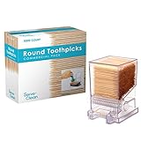 Serve Clean Toothpick Dispenser Clear - Restaurant-Style Combo (Includes 5,000 Toothpicks)